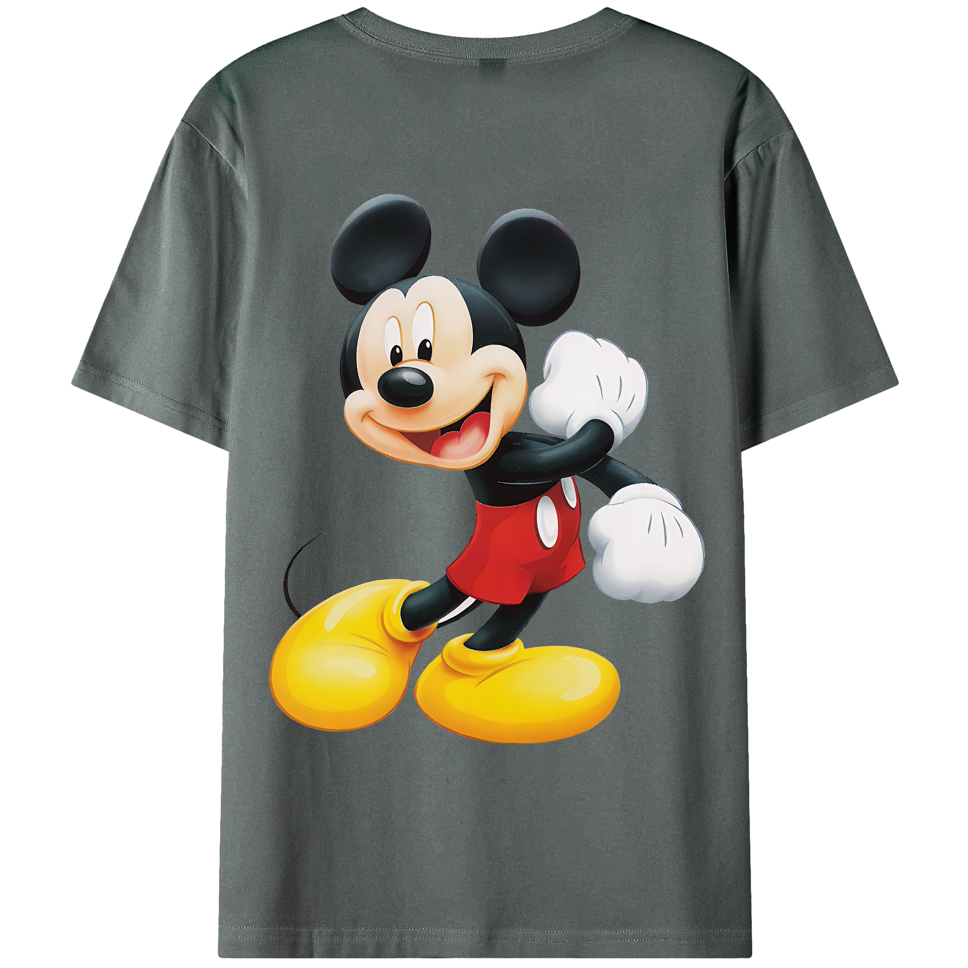 （画像用） ミッキーマウス Mickey Mouse 綿100％ メンズ半袖Tシャツ（バックプリント） 通気性